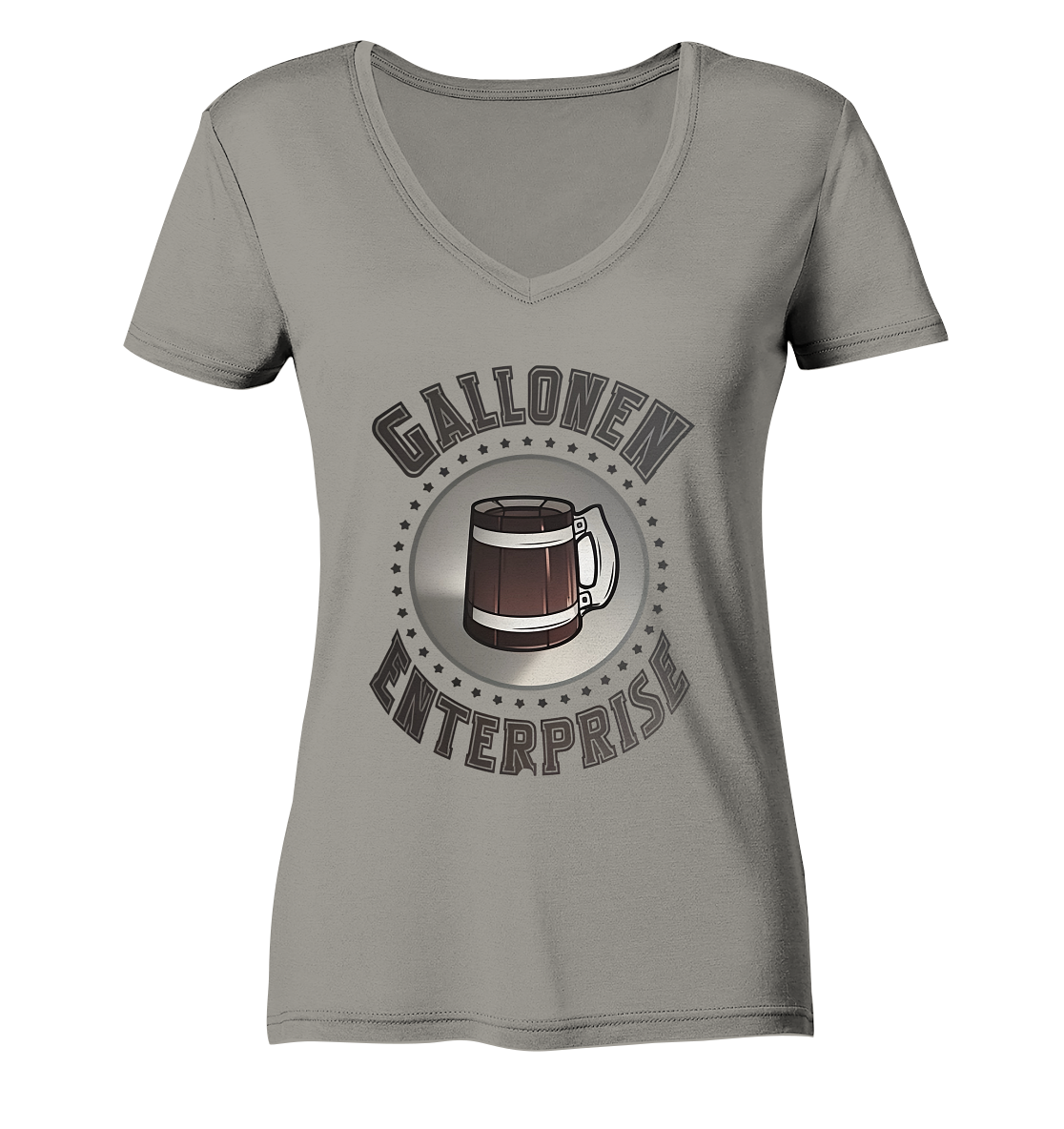 GallonEnterprise Logo (Brown) - Ladies V-Neck Shirt