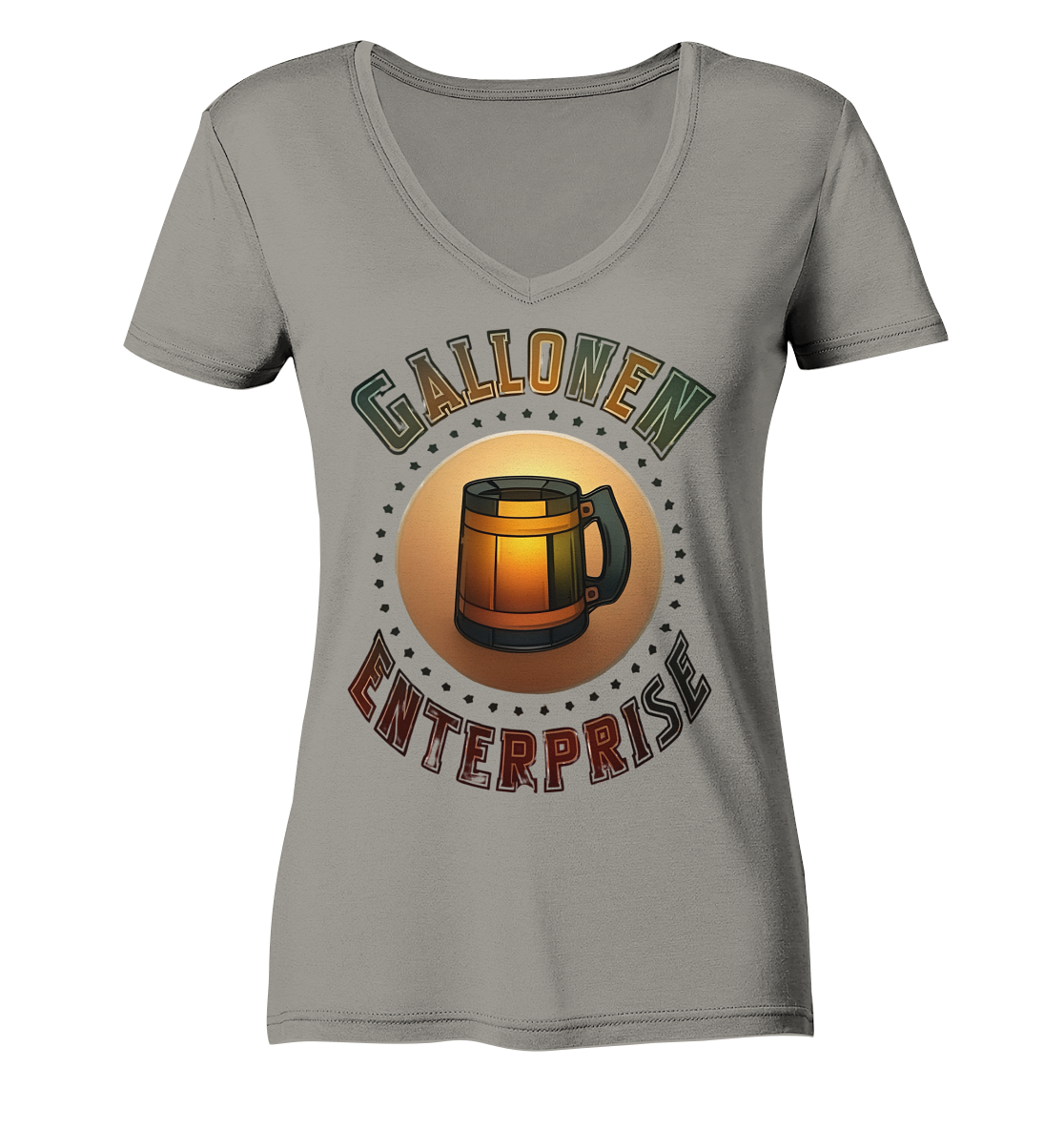 GallonenEnterprise Logo (Gold) - Ladies V-Neck Shirt