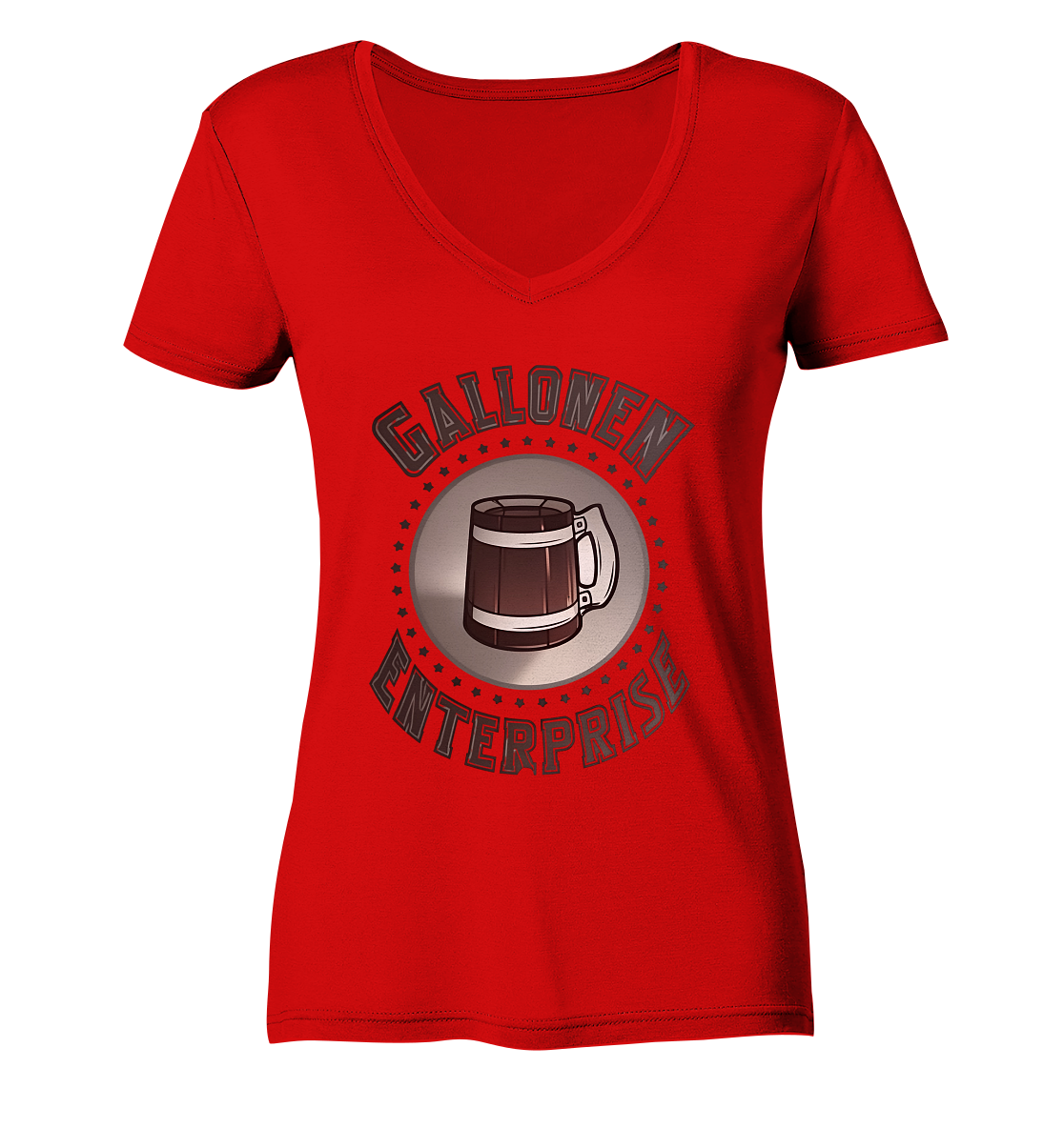 GallonEnterprise Logo (Brown) - Ladies V-Neck Shirt