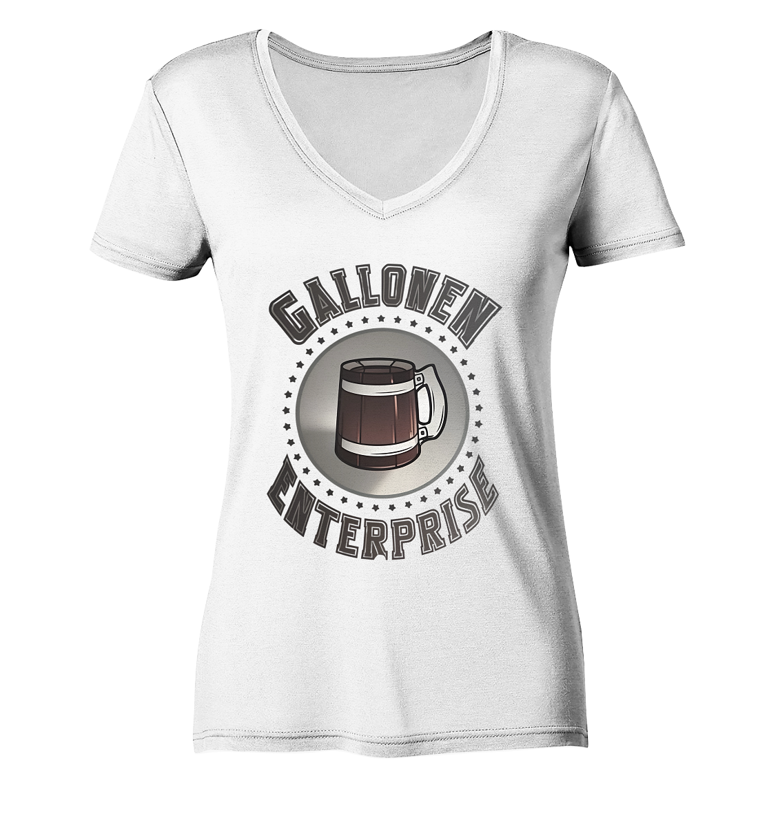 GallonEnterprise Logo (Brown) - Ladies V-Neck Shirt