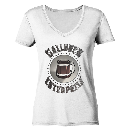 GallonEnterprise Logo (Brown) - Ladies V-Neck Shirt