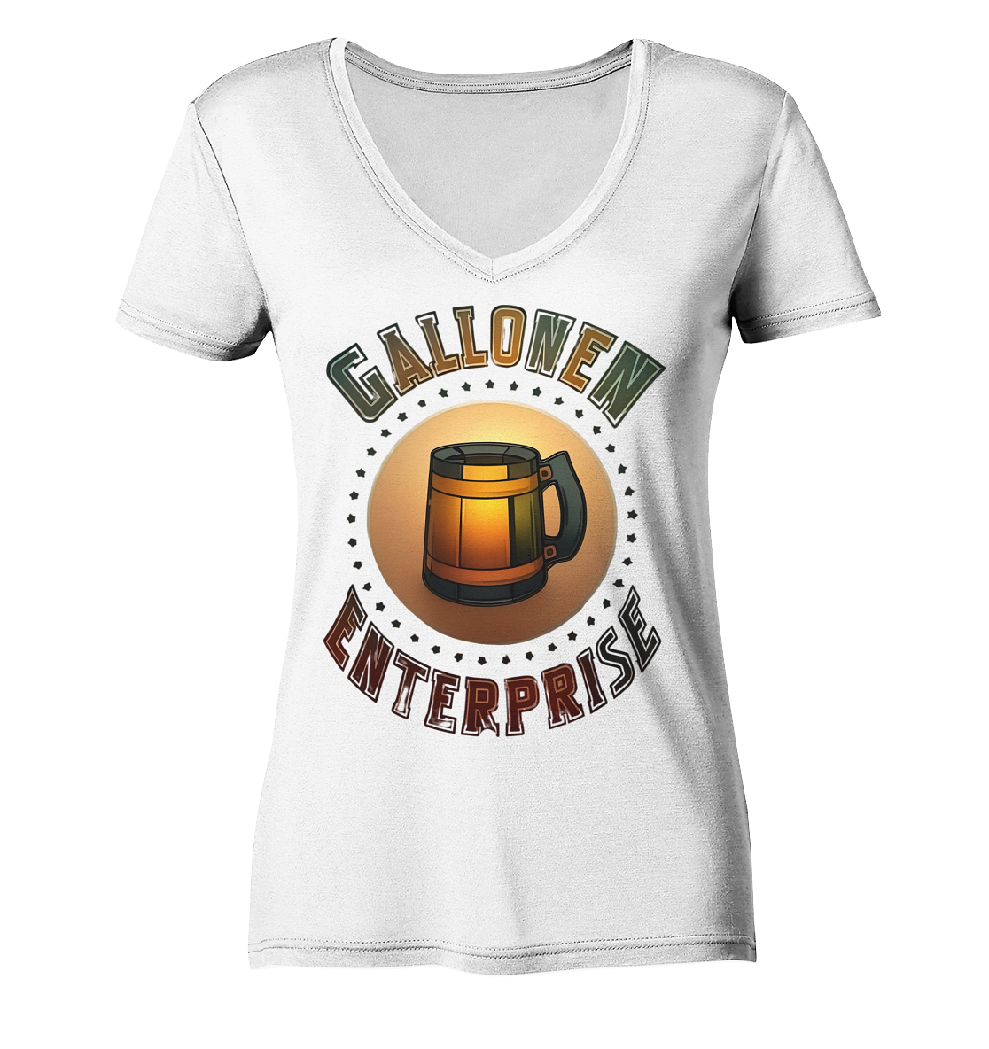 GallonenEnterprise Logo (Gold) - Ladies V-Neck Shirt