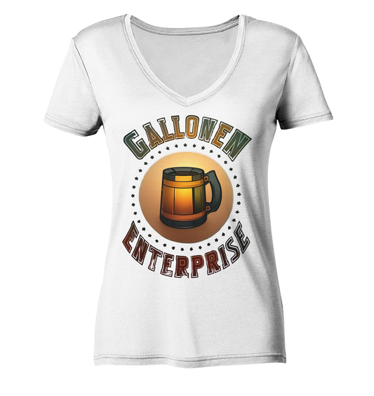 GallonenEnterprise Logo (Gold) - Ladies V-Neck Shirt